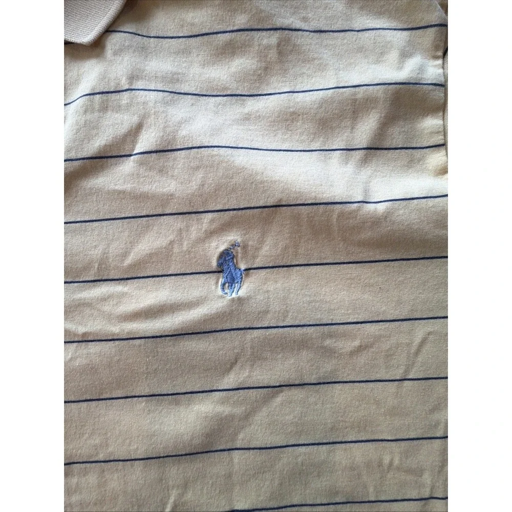 Polo By Ralph Lauren Men's Yellow And Blue Striped Short Sleeve Polo Size L Peru